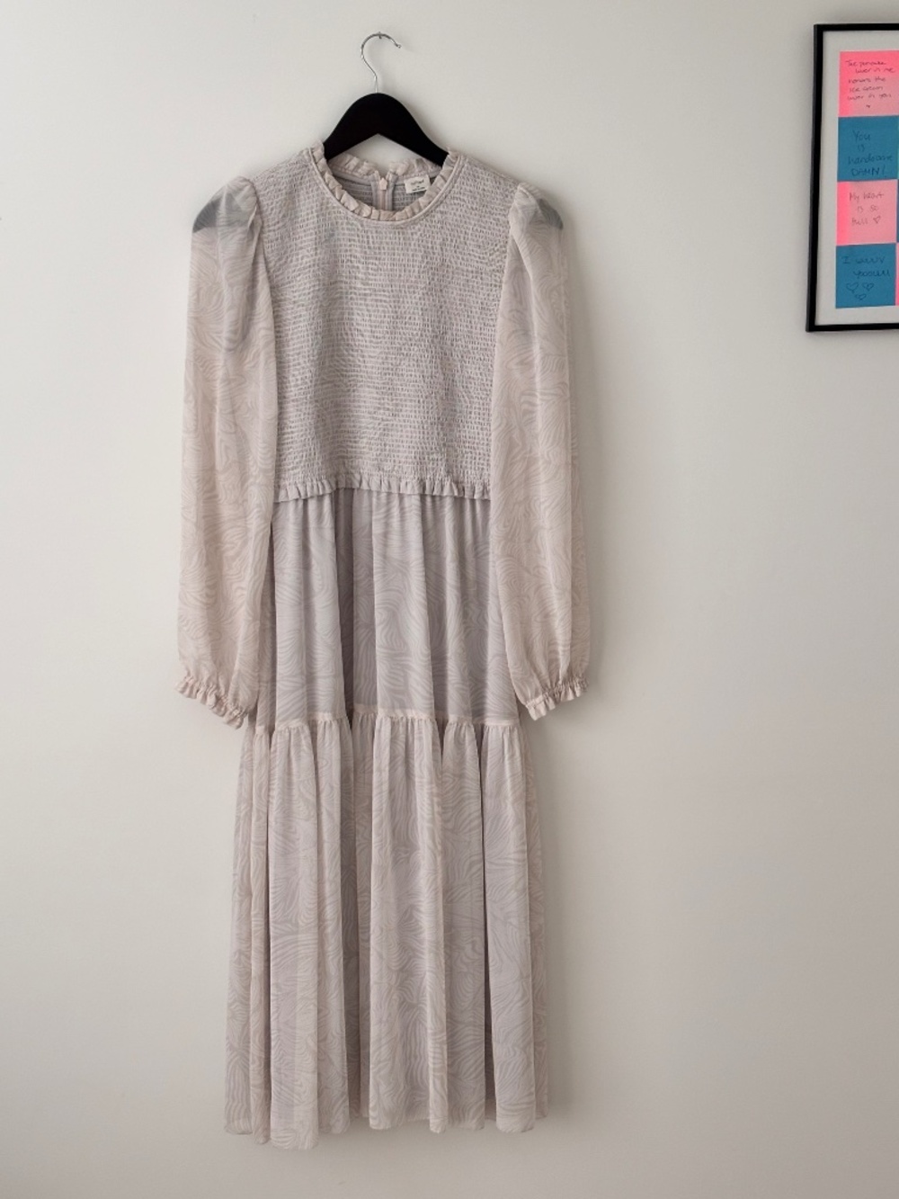 'Wilfred' Smocked Dress with sleeves - size Medium